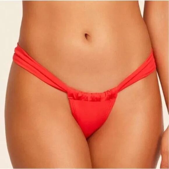 Frederick’s of Hollywood Maddalena Thong Bikini Bottom in Red Orange Size M NWT - Picture 1 of 7